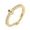 Rack Plating Brass Clear Cubic Zirconia Number 3 Adjustable Rings for Women RJEW-S407-09G-03-1