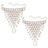 2Pcs Brass Rhinestone Chain Finger Rings Bracelet BJEW-ME0001-01G-1