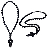 2Pcs 2 Styles Polyester Braided Cord Cross Pendant Prayer Necklaces NJEW-DC0001-18-1