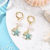 Natural Cultured Freshwater Pearl & Brass Enamel Hoop Dangle Earrings for Women EJEW-JE07268-03-1