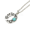 Letter A~Z Antique Silver Plated Alloy with Synthetic Turquoise Pendant Necklaces NJEW-G080-01O-2