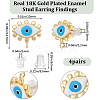 Beebeecraft 4 Pairs Evil Eye Brass Stud Earring Findings KK-BBC0010-43-2