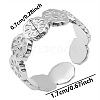 Geometric Flower Pattern Titanium Steel Open Cuff Ring for Unisex HM6803-1-1