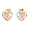 Cubic Zirconia Heart Stud Earrings EJEW-N011-59-3