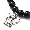Natural Obsidian & Mixed Stone Round Beads Stretch Bracelet BJEW-JB07060-6