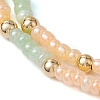 Two Tone Glass Seed Beads & Brass Beaded Stretch Bracelets BJEW-JB10724-4