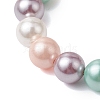 8mm Round Polished Shell Pearl Beaded Stretch Kids Bracelets for Girls BJEW-JB10878-02-3