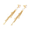 Brass ABS Plastic Pearl Tassel Stud Earrings EJEW-U040-15G-4