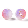 Frosted Baking Paint Crackle Glass Beads with Glitter Powder X1-DGLA-T004-6mm-01D-2