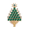 Christmas Tree Alloy Rhinestone Brooches for Backpack Clothes JEWB-M043-12KCG-03-1