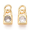 Brass Micro Pave Clear Cubic Zirconia Charms KK-E068-VB226-1