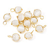 12Pcs Brass & Glass Imitation Cat Eye Round Charms PALLOY-TAC0237-01-3