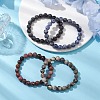 4Pcs Constellation 8mm Round Natural Larvikite & Blue Spot Jasper & Rhodonite & Picasso Jasper Beaded Stretch Bracelets for Women BJEW-JB10639-2