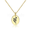 304 Stainless Steel Birth Month Flower Pendant Necklace HUDU-PW0001-034E-1