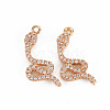 Rack Plating Brass Micro Pave Clear Cubic Zirconia Pendants KK-T060-28-RS-2