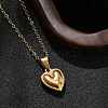 304 Stainless Steel Heart Pendant Necklaces for Women NJEW-S439-03A-G-3