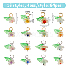 64Pcs 16 Styles Natural Mixed Gemstone Flower Charms PALLOY-FH00140-2