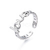 Non-Tarnish 304 Stainless Steel Word Love Open Cuff Ring for Women RJEW-S405-262P-4