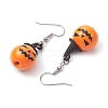 Halloween Theme Alloy Wood Pumpkin Dangle Earrings EJEW-JE05850-01-4