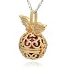 Golden Tone Brass Hollow Round Cage Pendants KK-J233-04G-2