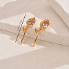 Elegant Tulip Brass Pave Clear Cubic Zirconia Stud Earrings RX3904-3