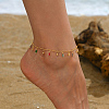 Colorful Glass Rectangle Charm Anklets for Women DT6137-1