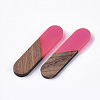 Transparent Resin & Walnut Wood Cabochons RESI-Q210-014A-B02-2