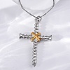 Brass Screw Cross Pendant Box Chain Necklaces for Women Men NJEW-C067-06P-1