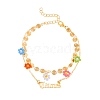 Constellation Alloy & Glass Seed Beads Double Layer Colorful Flower Anklets PW-WGA6E00-04-1