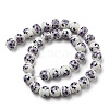 Handmade Flower Printed Porcelain Ceramic Beads Strands PORC-M007-10mm-05-2