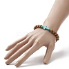 Synthetic Turquoise(Dyed) Cross & Natural Wood Beaded Stretch Bracelet for Women BJEW-JB09150-6
