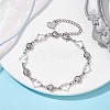 Alloy Heart Link Bracelet with Clear Cubic Zirconia BJEW-JB10169-2