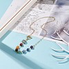 Natural Mixed Gemstone Beaded Pendant Necklace with Glass Lotus NJEW-JN03887-2