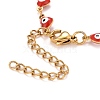 Enamel Heart with Evil Eye Link Chains Bracelet BJEW-P271-07G-4