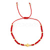 Adjustable Brass & Glass Braided Bead Bracelets for Women WG4426-3-1
