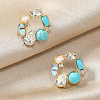 Simple Synthetic Turquoise Stud Earrings LR3761-2