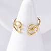 Heart 304 Stainless Steel Open Cuff Rings for Women RJEW-F174-07G-1