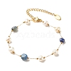 Natural Lapis Lazuli & Pearl Beaded Bracelet BJEW-JB08293-05-1