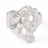 Non-Tarnish 304 Stainless Steel Wide Flower Open Cuff Ring for Women RJEW-G275-05P-2