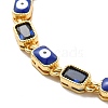 Enamel Evil Eye & Cubic Zirconia Rectangle Link Chain Bracelet BJEW-C029-02G-11-2