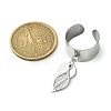 8Pcs 4 Style 304 Stainless Steel Open Cuff Finger Rings with Leaf Charms RJEW-AB00008-3