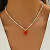 Brass Enamel Heart Pendant Necklaces UR3689-1-1