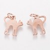 201 Stainless Steel Kitten Pendants STAS-S105-T465R-2