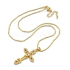 Brass Pave Clear Cubic Zirconia Cross Pendant Necklaces for Women Men NJEW-Q346-05G-02-2