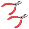 2Pcs Carbon Steel Jewelry Pliers with Red Handles TOOL-TA0001-18-2
