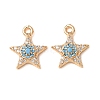 Brass Micro Pave Light Sky Blue Cubic Zirconia Pendants CU-CBAEC99-20G-1
