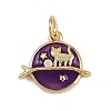 Brass Enamel Planet and Cat Shape Charms KK-B150-22G-2