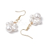 Round Shell Pearl Beads Dangle Earrings EJEW-JE06318-01-3