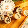 6Pcs 6 Styles Christmas Theme Wooden Stamps SCRA-PW0007-91-4