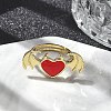 Heart with Wing Enamel Finger Rings RJEW-G337-05G-01-1